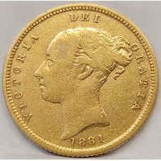AUSTRALIA 1881 . HALF 1/2 SOVEREIGN . SYDNEY . GOLD . HUGE DIE CRACKS